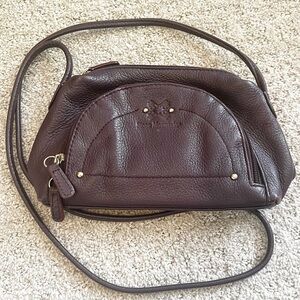 Stone Mountain Plum Purple Leather Crossbody Handbag Organizer Travel Pockets